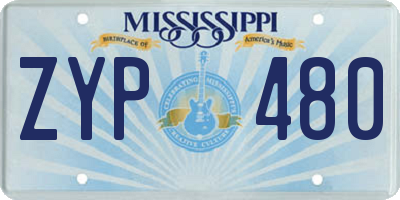 MS license plate ZYP480
