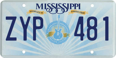 MS license plate ZYP481