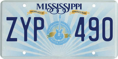 MS license plate ZYP490