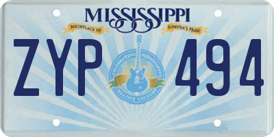 MS license plate ZYP494