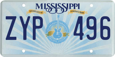 MS license plate ZYP496