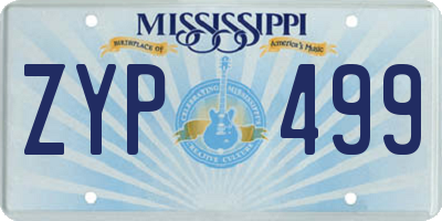 MS license plate ZYP499