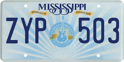 MS license plate ZYP503