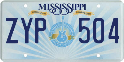 MS license plate ZYP504