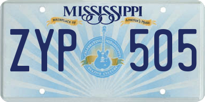 MS license plate ZYP505