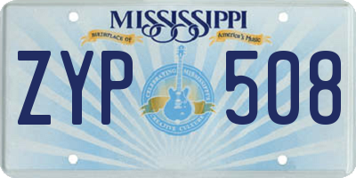 MS license plate ZYP508