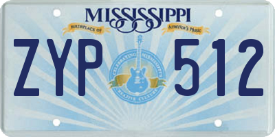 MS license plate ZYP512