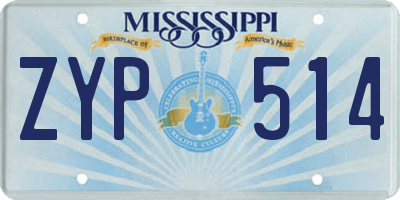 MS license plate ZYP514