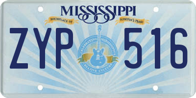 MS license plate ZYP516