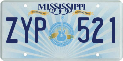 MS license plate ZYP521
