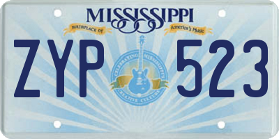 MS license plate ZYP523