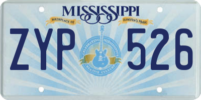 MS license plate ZYP526