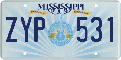 MS license plate ZYP531