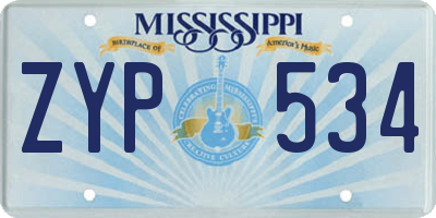 MS license plate ZYP534