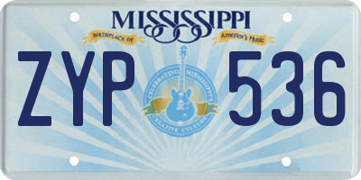 MS license plate ZYP536