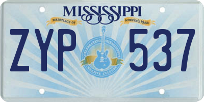MS license plate ZYP537