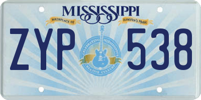 MS license plate ZYP538