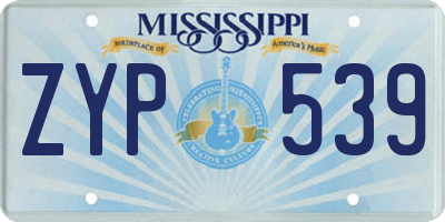 MS license plate ZYP539