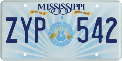 MS license plate ZYP542
