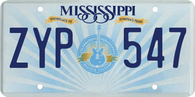 MS license plate ZYP547