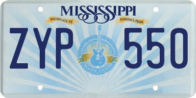 MS license plate ZYP550