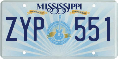 MS license plate ZYP551