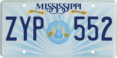 MS license plate ZYP552