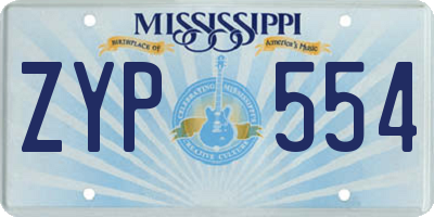 MS license plate ZYP554
