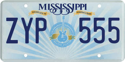 MS license plate ZYP555