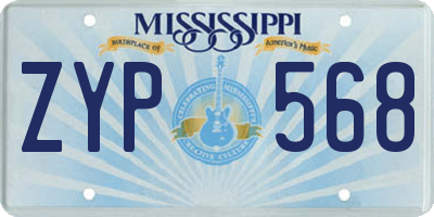 MS license plate ZYP568