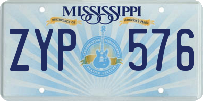 MS license plate ZYP576