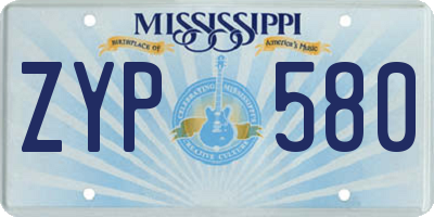 MS license plate ZYP580