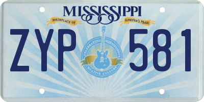 MS license plate ZYP581
