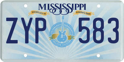 MS license plate ZYP583