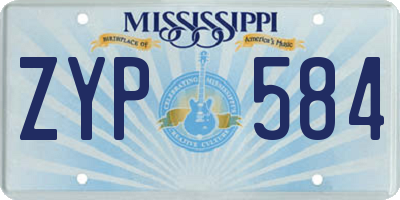MS license plate ZYP584