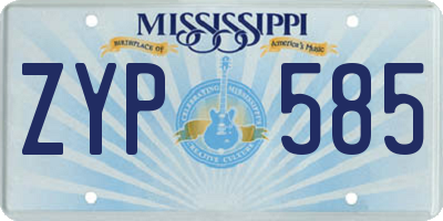 MS license plate ZYP585