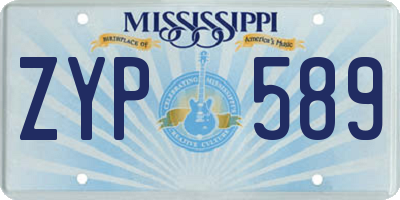 MS license plate ZYP589