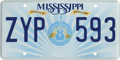 MS license plate ZYP593