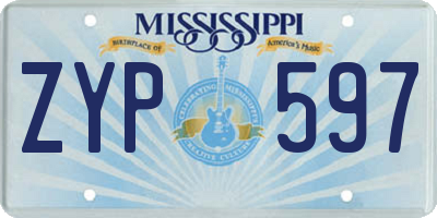 MS license plate ZYP597