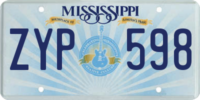 MS license plate ZYP598