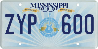 MS license plate ZYP600