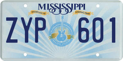 MS license plate ZYP601