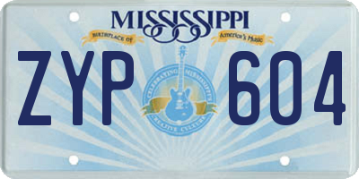 MS license plate ZYP604