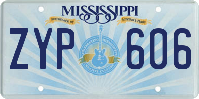 MS license plate ZYP606