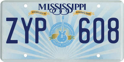 MS license plate ZYP608