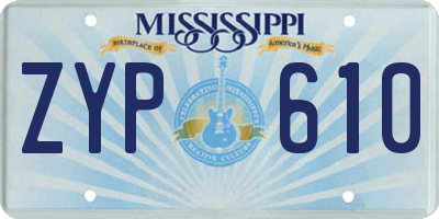 MS license plate ZYP610
