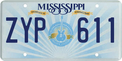 MS license plate ZYP611