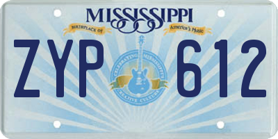 MS license plate ZYP612