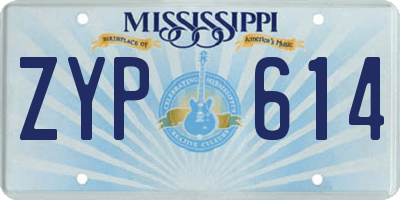 MS license plate ZYP614