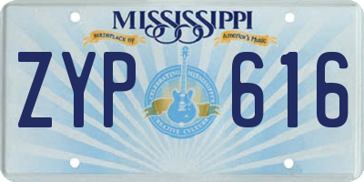 MS license plate ZYP616